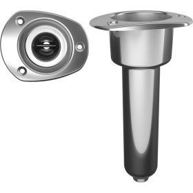 Mate Series Stainless Steel 0&deg; Rod &amp; Cup Holder - Drain - Oval Top