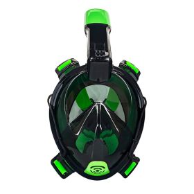 Aqua Leisure Frontier Full-Face Snorkeling Mask - Adult Sizing - Eye to Chin &gt; 4.5" - Green/Black