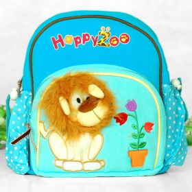 [Lucky Lion] Embroidered Applique Kids Fabric Art School Backpack / Outdoor Backpack (8.8*10.2*2.4)