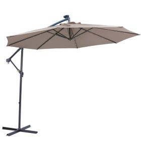 Patio Outdoor Adustment Hanging Cantilever Offset 10 FT Umbrella  With 32 LED  Solar Lights