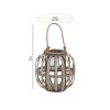 Lattice Design Round Lantern with Glass Hurricane Candle Holder; Small; Brown; DunaWest