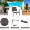 Trendy And Pratical Outdoor Patio Rattan Dining Chairs Cushioned Sofa 4 Pcs Set