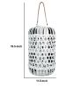Wooden Lantern with Octagonal Cut Out and Rope Hanger; Large; White; DunaWest