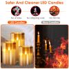3Packs Flameless Candles Battery Operated Pillar Real Wax LED Glass Candle Warm White with Remote Control Timer