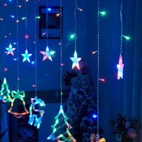 Led Christmas Elk Curtain Light Ice Strip Light Holiday Lights Red Bedroom Room Window Decorative Light String (Color: color1)