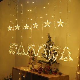 Led Christmas Elk Curtain Light Ice Strip Light Holiday Lights Red Bedroom Room Window Decorative Light String (Color: warm white1)