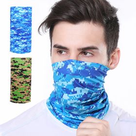 1Pcs Camouflage Outdoor Cycling Sun Protection Bandana Face Mask Headband Scarf (Color: Blue Camouflage)