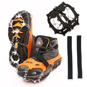 Factory supplied outdoor snow climbing tpe material 19 tooth stainless steel anti-skid shoe cover 19 tooth ice claw (colour: black, Number of teeth: 19 teeth L)