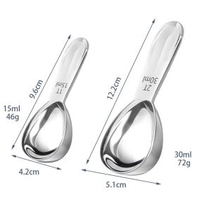 Measuring spoon set 304 stainless steel measuring spoon coffee utensils measuring spoon kitchen tools 15 and 30ml graduated spoon (Specifications: F032-F033 coffee spoon 2-piece set (15+30ml) (mirror light))