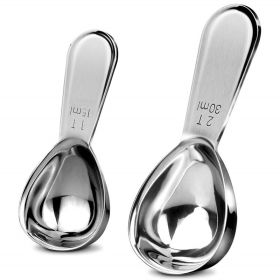304 Thickened stainless steel coffee spoon set 15ml 30ml stainless steel graduated measuring spoon measuring spoon coffee measuring spoon (Specifications: trumpet)