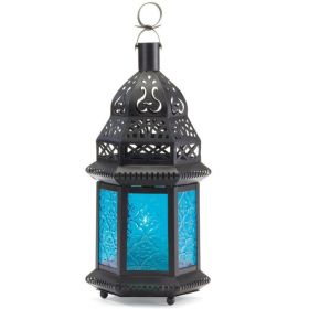 Contemporary Promenade Ornate Yet Elegant Birdcage Candle Lantern (Color: Blue, size: 10 In)