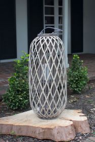 Perfect Patio Garden Decor Simple Yet Elegant Square Willow Lantern (Color: Grey, size: large 14.5"d x 40"t)
