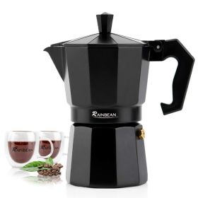 Electric Aluminum Stovetop Espresso Maker Espresso Cup Maker Italian Espresso (Color: Black, size: 6 cups)