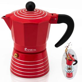 Electric Aluminum Stovetop Espresso Maker Espresso Cup Maker Italian Espresso (Color: Red, size: 3 cups)