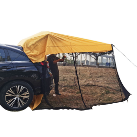 Beach Camping Mosquito-proof Sunshade Tent With Extended Rear End (Color: Yellow, Type: Car Tent)