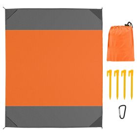 108x96.46in Sand Proof Picnic Blanket Water Resistant Foldable Camping Beach Mat (Color: Orange, size: M)