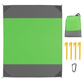 108x96.46in Sand Proof Picnic Blanket Water Resistant Foldable Camping Beach Mat (Color: Green, size: M)