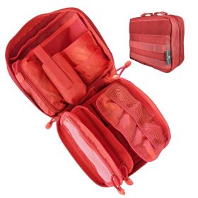 First Aid MOLLE Bag for First Aid Kits (IFAK) | Emergency;  Backpacking;  Travel;  Tactical;  Go Bag;  Bug Out Bag;  72 Hour Kit;  Essentials;  EDC; (Color: Red)