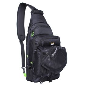 Fishing Sling Pack Fishing Crossbody Gear Storage Shoulder Bag (Color: Black with Green)