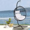 Hanging Chair, Indoor Outdoor Hanging Egg Chair with Stand, Durable Wicker Porch Swing Hammock Chair Sets, Heavy Duty UV Protective Frame and Waterpro